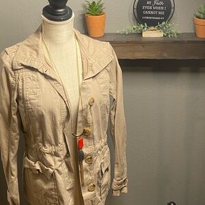 Eddie Bauer Tan Utility Jacket with Collared Neckline